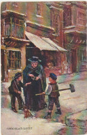 XU 4- CARTE PUBLICITAIRE CHOCOLAT LOUIT - ILLUSTRATEUR - ENFANTS BALAYEURS - AUMONE , MENDICITE - Advertising