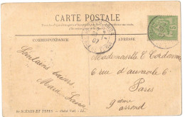 TUNISIE SUR CPA OULED NAÏL AVEC TIMBRE PAIRE CACHET TEBOURBA REGENCE DE TUNIS 1907 CIRCULEE VERS PARIS 9e RUE D'AUMALE - Briefe U. Dokumente