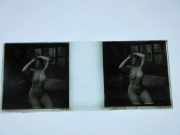 PLAQUE DE VERRE STÉRÉOSCOPIQUE 10.7 X 4.5 - Femme Nue - Glass Slides