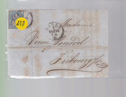 Un Timbre N° 31  10 C  Franco  Suisse  Sur Lettre     1865   Destination Fribourg   ( Plusieurs  Annonces ) - Lettres & Documents