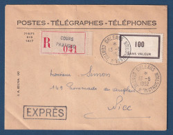 France - Fictifs Sur Lettre - Fictif - YT N° F91 - Sans Valeur - Recommandé - Nice - Orleans - 1952 - Finti