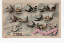 VERNON * EURE * MULTIVUES * OISEAUX / HIRONDELLES / COLOMBES * Carte Colorisée - Vernon