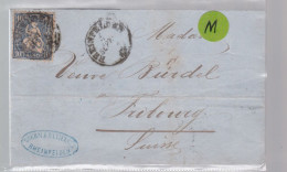 Un Timbre N° 31  10 C  Franco  Suisse  Sur Lettre   Facture  Rheinfelden    1865   Destination Fribourg - Covers & Documents