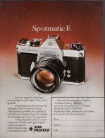129015CL/ Appareil-photo PENTAX ASAHI Spotmatic F, Page De Magazine Format 21/27,5 Cm - Publicidad