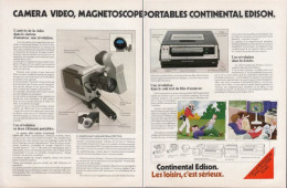 129011CL/ Caméra Vidéo Et Magnétoscope Portables CONTINENTAL EDISON, 2 Pages De Magazine Format 21/27,5 Cm - Pubblicitari