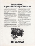 129008CL/ Appareil-photo POLAROID 600, Page De Magazine Format 21/27,5 Cm - Publicidad