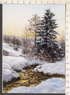 PR219/ Jean-Jacques ROUSSEAU, Artiste Belge, *Coucher De Soleil Sur La Neige* - Pittura & Quadri