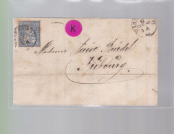 Un Timbre N° 31  10 C  Franco  Suisse  Sur Lettre   Facture  Wadenschweil    Février  1865   Destination Fribourg - Brieven En Documenten