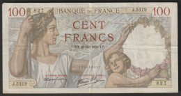 Billet 100 Francs SULLY - 21-12-1939  - N° J.5419 - 827 - 100 F 1939-1942 ''Sully''