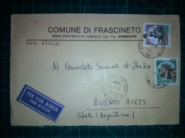 ITALIE, Enveloppe Communale Circulée à Buenos Aires, Argentine Avec Divers Timbres-poste (châteaux Et Autres). Commune: - 1991-00: Afgestempeld