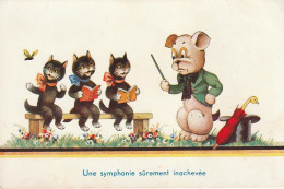 YO 3- " UNE SYMPHONIE SUREMENT INACHEVEE " - CHIEN HUMANISE CHEF D' ORCHESTRE ET CHATONS CHANTEURS - ILLUSTRATEUR - Animales Vestidos