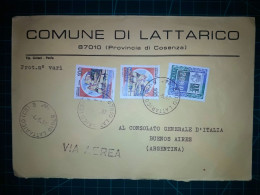 ITALIE, Enveloppe Communale Circulée à Buenos Aires, Argentine Avec Divers Timbres-poste (châteaux Et Autres). Commune - 1981-90: Gebraucht