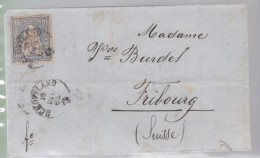 Un Timbre N° 31  10 C  Franco  Suisse  Sur Lettre   Facture   1865   Destination Fribourg - Brieven En Documenten