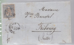 Un Timbre N° 31  10 C  Franco  Suisse  Sur Lettre   Facture   1865   Destination Fribourg - Covers & Documents