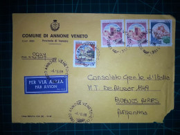 ITALIE, Enveloppe Communale Circulée à Buenos Aires, Argentine Avec Divers Timbres-poste (châteaux Et Autres). Commune: - 1981-90: Used