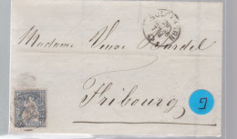 Un Timbre N° 31  10 C  Franco  Suisse  Sur Lettre   Facture   1866   Destination Fribourg - Lettres & Documents