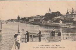 YO 14-(33) ARCACHON - LES CHALETS VUS DE LA JETEE DE LA CHAPELLE - ANIMATION - PECHEUR  - 2 SCANS - Arcachon