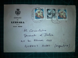 ITALIE, Enveloppe Communale Circulée à Buenos Aires, Argentine Avec Divers Timbres-poste (châteaux Et Autres). Commune: - 1981-90: Oblitérés