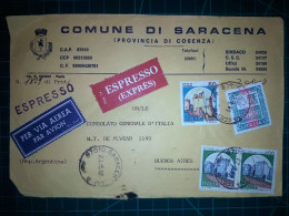 ITALIE, Enveloppe Communale Circulée à Buenos Aires, Argentine Avec Divers Timbres-poste (châteaux Et Autres). Commune: - 1981-90: Used