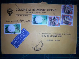 ITALIE, Enveloppe Communale Circulée à Buenos Aires, Argentine Avec Divers Timbres-poste (châteaux Et Autres). Commune: - 1981-90: Afgestempeld