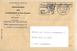H328 - LETTRE DE LUXEMBOURG DU 12/02/90 - FLAMME - ADMINISTRATION DES CONTRIBUTIONS ET DES ACCISES - Machines à Affranchir (EMA)