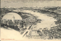 12026031 Zuerichsee Panoramakarte Und Schweizer Landesmuseum Zuerich - Andere & Zonder Classificatie