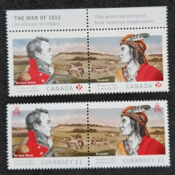 Canada Guernsey Joint Issue Bicentenary Of The War 1812 2012 (stamp Pair) MNH - Nuovi