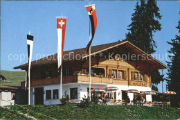 12024904 Jaunpass Bergrestaurant Taverne Fahnen Jaunpass - Sonstige & Ohne Zuordnung