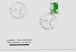 N°2318 Cachet Philatélie Orly Aérogare AN. 1 2/1/1985 (Tour De Contrôle) - Liaison Philatélique Bastia Liberté 1,70 Vert - Tijdelijke Stempels