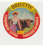 G G 404  /  ETIQUETTE DE FROMAGE   CAMEMBERT BRICETTE     FABRIQUE. EN ARIEGE     (ARIEGE ) - Quesos