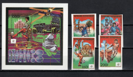 Central Africa 1989 Football Soccer World Cup, Space Set Of 4 + S/s Imperf. MNH -scarce- - 1990 – Italy