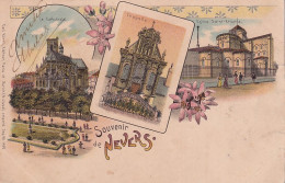 YO Nw-(58) SOUVENIR DE NEVERS - CARTE FANTAISIE MULTIVUES : CATHEDRALE , CHAPELLE , EGLISE ST ETIENNE - LITHO - Nevers