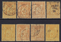 France 1879 Sc 99 Yt 92 Selection Of 8 Used - 1876-1898 Sage (Tipo II)