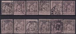 France 1886 Sc 100 Yt 97 Selection Of 12 Used - 1876-1898 Sage (Tipo II)