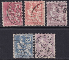 France 1902 Sc 133-7 Yt 124-8 Set Used - 1900-02 Mouchon