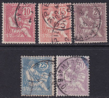 France 1902 Sc 133-7 Yt 124-8 Set Used - 1900-02 Mouchon