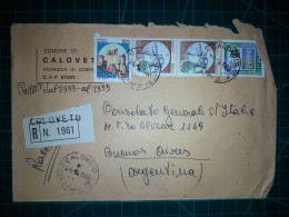 ITALIE, Enveloppe Communale Circulée à Buenos Aires, Argentine Avec Divers Timbres-poste (châteaux Et Autres). Commune: - 1981-90: Afgestempeld