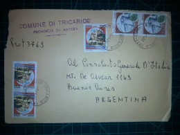 ITALIE, Enveloppe Communale Circulée à Buenos Aires, Argentine Avec Divers Timbres-poste (châteaux Et Autres). Commune: - 1991-00: Usati