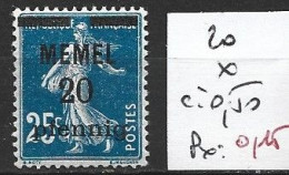 MEMEL  FRANCAIS 20 * Côte 0.50 € - Ongebruikt