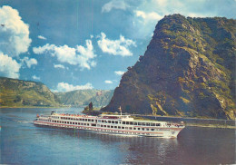 Navigation Sailing Vessels & Boats Themed Postcard Rhin Loreley And MS Britannia - Voiliers