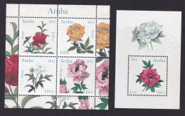 323 ARUBA 2011 - Y&T 556/59 BF 9 - Fleur Rose - Neuf ** (MNH) Sans Charniere - Curaçao, Antille Olandesi, Aruba