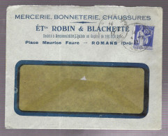 Romans 1937. Enveloppe à En-tête établissements Robin & Blachette, Voyagée Vers Lyon - 1921-1960: Modern Tijdperk