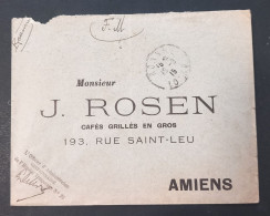 Cachet HÔPITAL TEMPORAIRE N°26 De Roanne Sur Enveloppe Franchise Militaire J.Rosen Cafés Grillés En Gros 19 09 1915 - Guerra De 1914-18