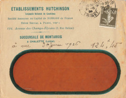 SEMEUSE 40C SUR ENVELOPPE ENTETE HUTCHINSON C/C MONTARGIS 21/5/26 - 1921-1960: Période Moderne