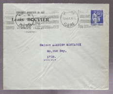 Vienne 1937. Enveloppe à En-tête Du Louis Bouvier, Mercerie, Voyagée Vers Lyon - 1921-1960: Période Moderne