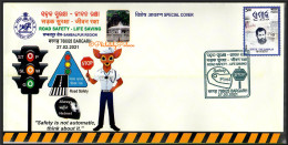 India 2021 Road Safety, Bike,Helmet,Traffic Light,Deer,Signal,Transport,Special Cover (**) Inde Indien - Lettres & Documents