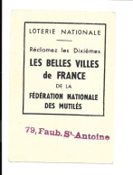 KB1949 - PUBLICITE LOTERIE NATIONALE - FEDERATION NATIONALE DES MUTILES - Billets De Loterie