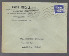 Paris 1937. Enveloppe à En-tête De L'union Amicale Des Négociants En Mercerie & Bonneterie, Voyagée Vers Lyon - 1921-1960: Modern Period