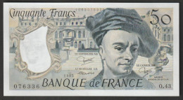 50 Francs Quentin De La Tour - NEUF, Pas De TROU Et Pas De Plis -  O.43 -  N°076336  Année 1985 - TTB Splendide - 50 F 1976-1992 ''Quentin De La Tour''