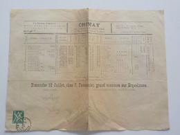 1945  Chimay Colombophilie Document Relevé De Lacher De Pigeons La Justice Ellezelles - Chimay